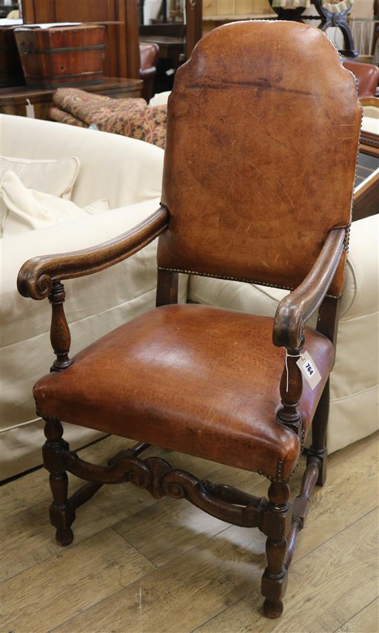 An oak and leather chair